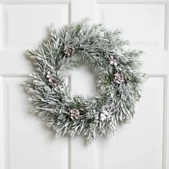 Outlet Pine Cones and Berries Flocked Pine Artificial Christmas Wreath - 20" - Unlit Unlit