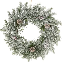 Outlet Pine Cones and Berries Flocked Pine Artificial Christmas Wreath - 20" - Unlit Unlit