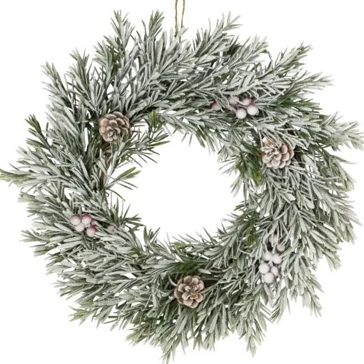 Outlet Pine Cones and Berries Flocked Pine Artificial Christmas Wreath - 20" - Unlit Unlit