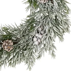 Outlet Pine Cones and Berries Flocked Pine Artificial Christmas Wreath - 20