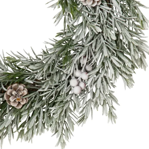 Outlet Pine Cones and Berries Flocked Pine Artificial Christmas Wreath - 20" - Unlit Unlit