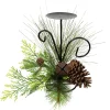 Pine Cones and Jingle Bell Christmas Pillar Candle Holder - 10" Candle Holders