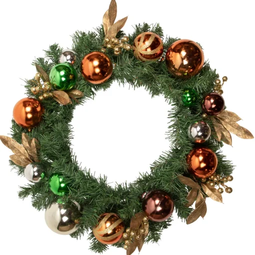 Clearance Pine Foliage with Ornaments Artificial Christmas Wreath - 24" - Unlit Pre Decorated