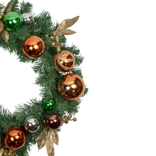 Clearance Pine Foliage with Ornaments Artificial Christmas Wreath - 24" - Unlit Pre Decorated
