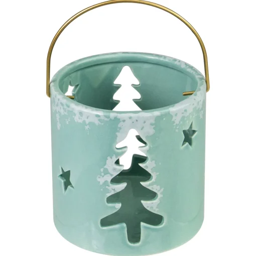 Sale Pine Tree and Star Cutout Tea Light Christmas Candle Holder - 4.25" - Green Candle Holders