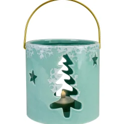 Sale Pine Tree and Star Cutout Tea Light Christmas Candle Holder - 4.25