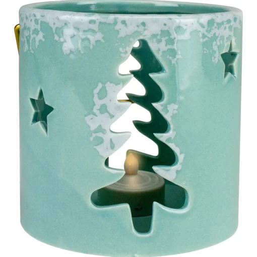 Sale Pine Tree and Star Cutout Tea Light Christmas Candle Holder - 4.25" - Green Candle Holders