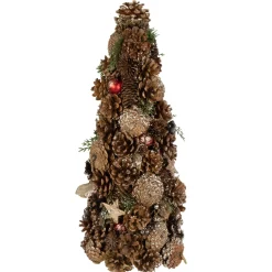 Online Pinecone, Berry and Star Cutouts Christmas Cone Tree Decoration - 17" Trees