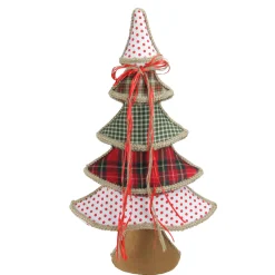 Outlet Plaid and Polka Dot Christmas Tree with Ribbon Bow Decoration - 23" Trees