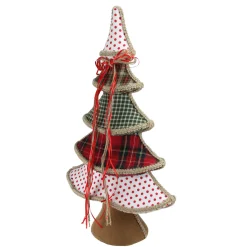 Outlet Plaid and Polka Dot Christmas Tree with Ribbon Bow Decoration - 23" Trees