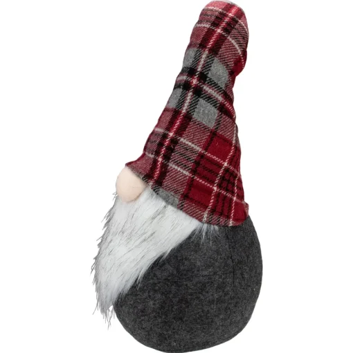 Discount Plaid Bendable Hat Gnome Sitting Christmas Decoration - 25" - Red and Gray Gnomes