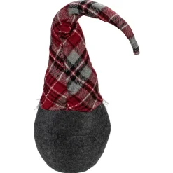 Discount Plaid Bendable Hat Gnome Sitting Christmas Decoration - 25