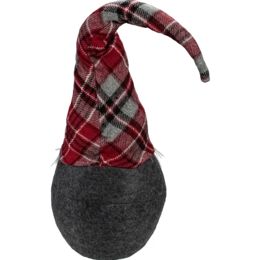 Discount Plaid Bendable Hat Gnome Sitting Christmas Decoration - 25" - Red and Gray Gnomes