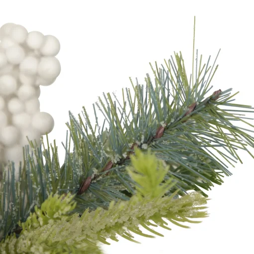 New Plaid Bow and Winter Foliage Artificial Christmas Twig Wreath - 23-inch, Unlit Unlit