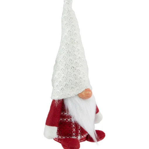 Online Plaid Boy Gnome Christmas Figurine - 9.5" - Red and White Gnomes