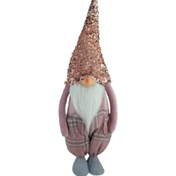 Clearance Plaid Christmas Gnome with Sequin Hat - 24" - Pink and Gray Gnomes