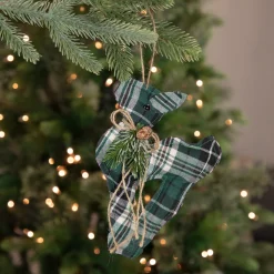 Clearance Plaid Deer with Pine Christmas Ornament - 7.75" - Green Animals
