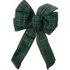 Best Plaid 6-Loop Christmas Bow Decoration - 9" x 14" - Black and Green Ribbons & Bows