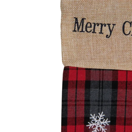 New Plaid Merry Christmas Reindeer Stocking - 19" - Red and Green Stockings