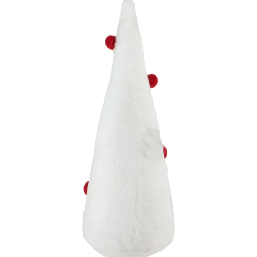 Best Plush Christmas Cone Tree with Pompom Ornaments - 11" - White and Red Trees