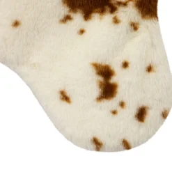 Outlet Plush Cowhide Inspired Christmas Stocking with Pom Poms - 20.5