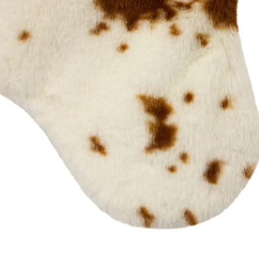 Outlet Plush Cowhide Inspired Christmas Stocking with Pom Poms - 20.5" - Brown Stockings