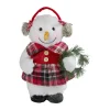 New Plush Girl Snowman with Ear Muffs and Wreath Christmas Figure - 12" Snowmen