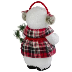 New Plush Girl Snowman with Ear Muffs and Wreath Christmas Figure - 12