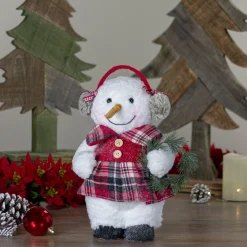 Outlet Plush Girl Snowman with Ear Muffs Christmas Figure - 9.5" Snowmen