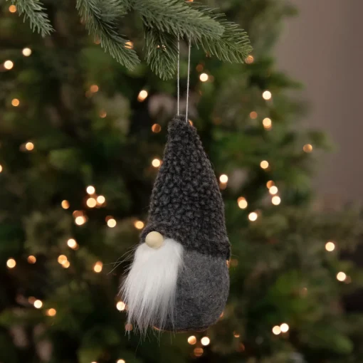 Outlet Plush Gnome Christmas Ornament - 7" - Gray Gnomes