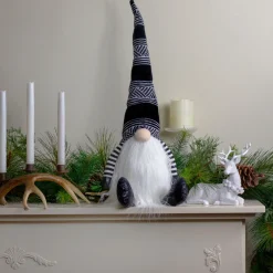 Best Plush Gnome with Striped Arms Christmas Figure - 28" - Black and White Gnomes
