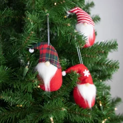 Best Plush Gnomes Christmas Ornaments with Striped, Plaid and Snowflake Hats - 4.5" Gnomes