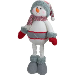 Plush Nordic Snowman Christmas Figure - 22" - Red and Gray Snowmen