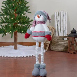 Plush Nordic Snowman Christmas Figure - 22" - Red and Gray Snowmen