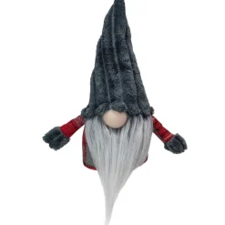 Discount Plush Plaid Standing Christmas Gnome - 9" - Red and Gray Gnomes