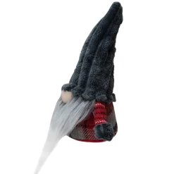 Discount Plush Plaid Standing Christmas Gnome - 9" - Red and Gray Gnomes