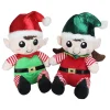 Hot Plush Sitting Boy and Girl Christmas Elf Figures - 13" - Red and Green - Set of 2 Elves & Fairies