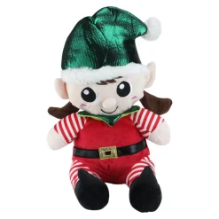 Hot Plush Sitting Boy and Girl Christmas Elf Figures - 13