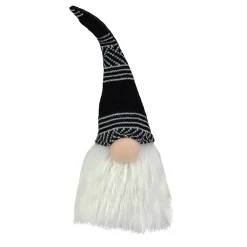 Discount Plush Sitting Christmas Gnome with Long Beard Decoration - 12" - Black and White Gnomes