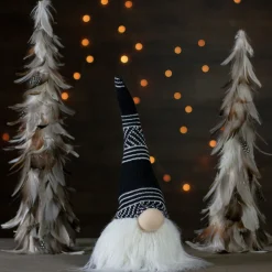 Discount Plush Sitting Christmas Gnome with Long Beard Decoration - 12" - Black and White Gnomes