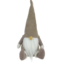 New Plush Sitting Gnome with Corduroy Hat Christmas Figure - 10" - Brown and White Gnomes