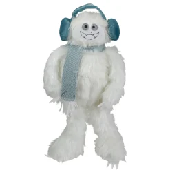 Hot Plush Sitting Yeti with Earmuffs Christmas Figure - 18" - White and Blue Animals