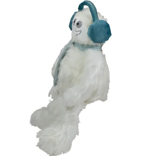 Hot Plush Sitting Yeti with Earmuffs Christmas Figure - 18" - White and Blue Animals