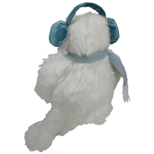 Hot Plush Sitting Yeti with Earmuffs Christmas Figure - 18" - White and Blue Animals