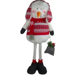 Plush Snowman with a Bag of Present and Telescopic Legs Christmas Figure - 33" Snowmen