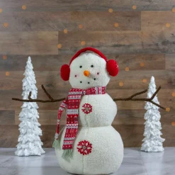 Best Plush Snowman with Button Snowflakes and Earmuffs Christmas Decoration - 21.5" - Snowmen