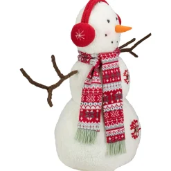 Best Plush Snowman with Button Snowflakes and Earmuffs Christmas Decoration - 21.5