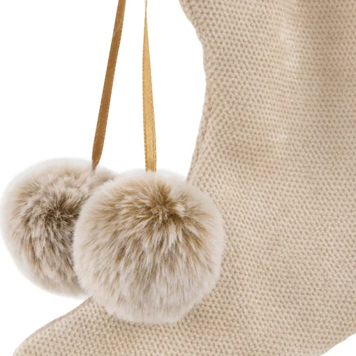 Discount Plush Stockings Christmas Ornaments - 7.5" - Beige and Brown - Set of 2 Stockings