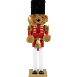 Discount Plush Teddy Bear Soldier Christmas Nutcracker - 14" - Red and Gold Nutcrackers