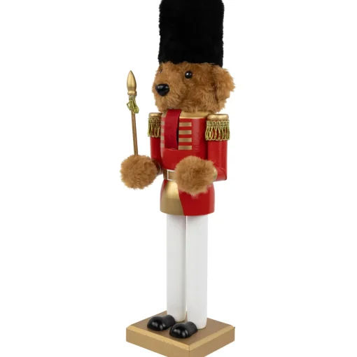 Discount Plush Teddy Bear Soldier Christmas Nutcracker - 14" - Red and Gold Nutcrackers